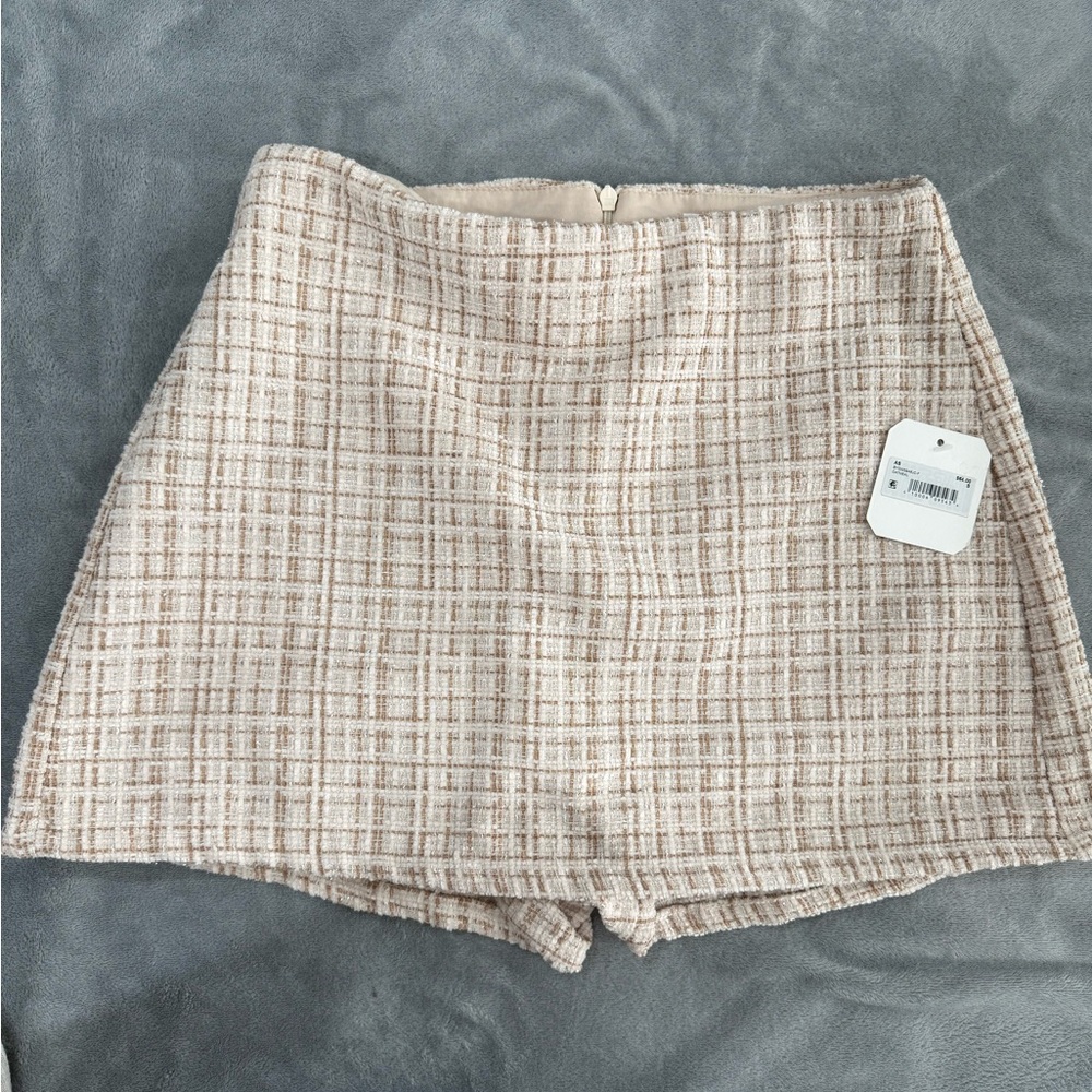 Altar'd State Plaid Skirt in Cream and Brown